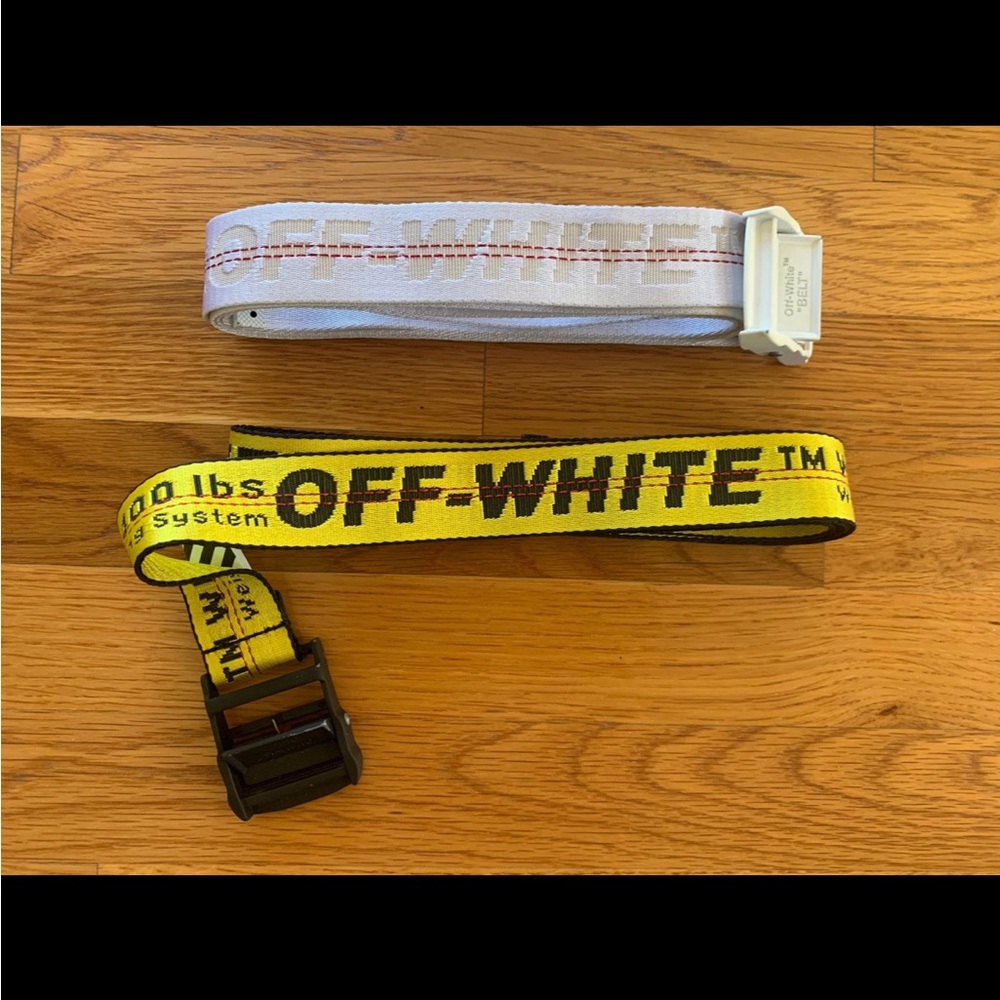 Lot 2 Classic Industrial Belt OFF-WHITE Yellow / Black White / Pink Strap Logo